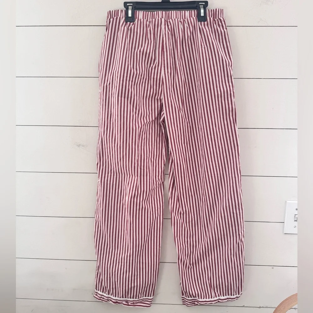 Happily Grey Striped Long Sleeve Button Up Cotton Pajama Set Sz Small